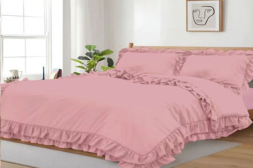 Ruffled style duvet cover plain color