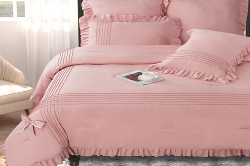 Ruffled style duvet cover plain color