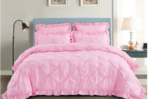 pintuck bed cover set 3pcs with ruffled style